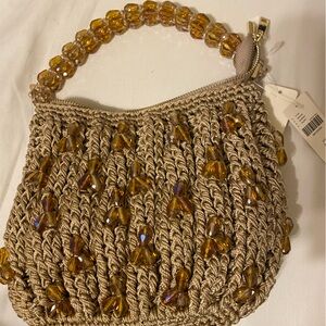 Elegant Tan Beaded Women's Bag NWT anthropology